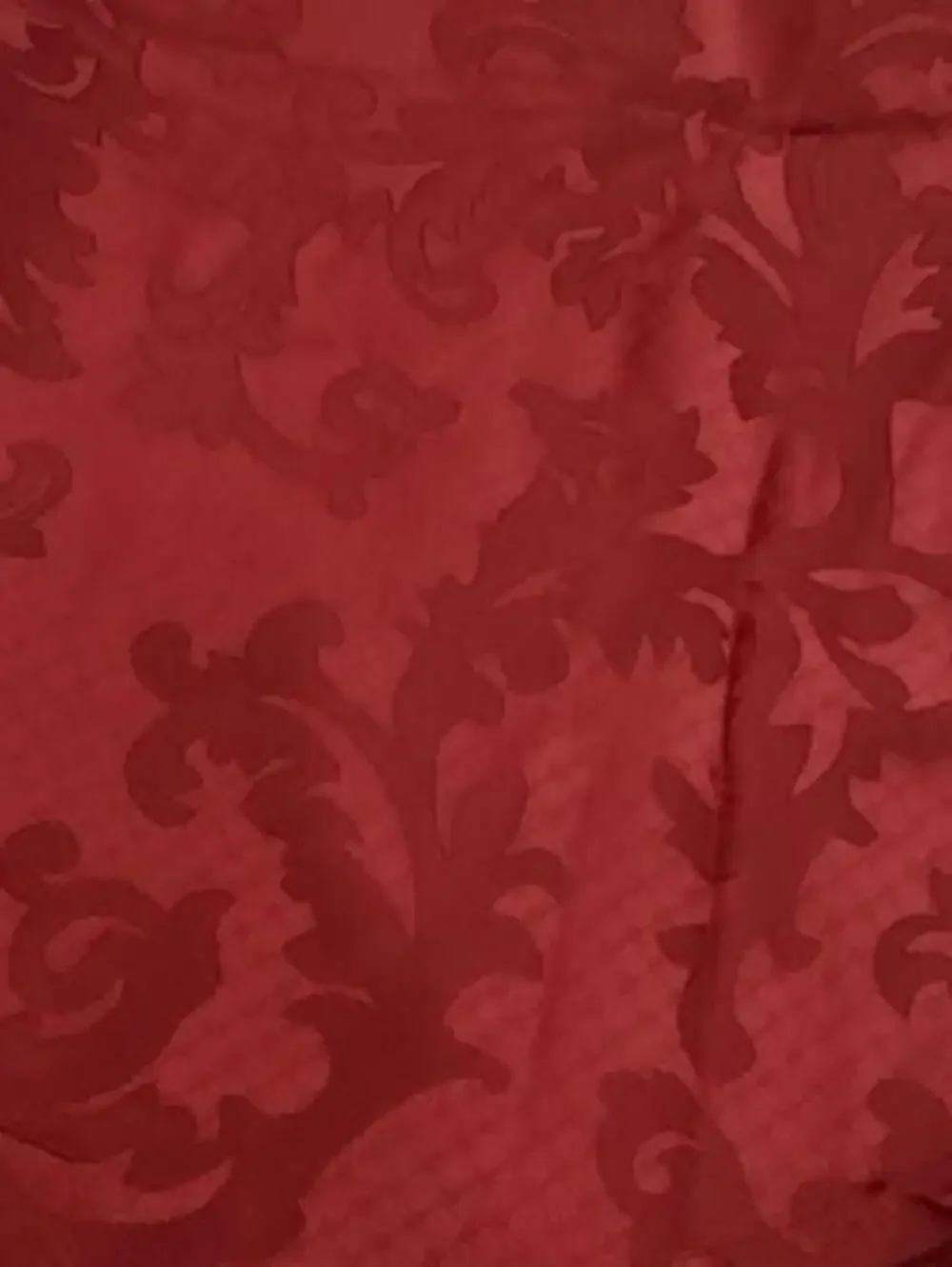 Vintage 68” Round Red Jacquard Damask Holiday Tablecloth